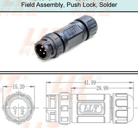 Connector &quot;LLT&quot; M12 male, 4pole, black, push-lock