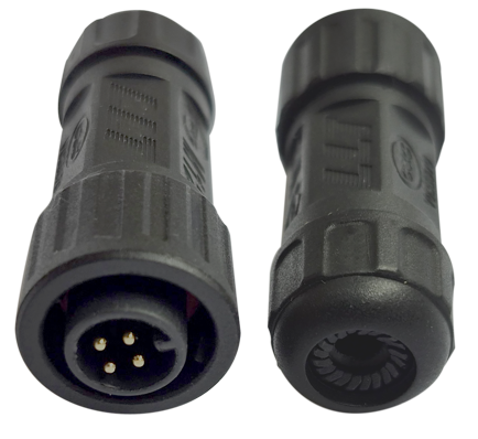 Connector "LLT" M12 male, 4pole, black, push-lock